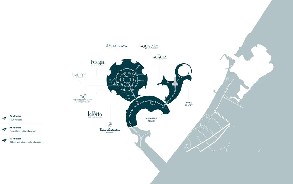 Map of BNW developments on Al Marjan Island