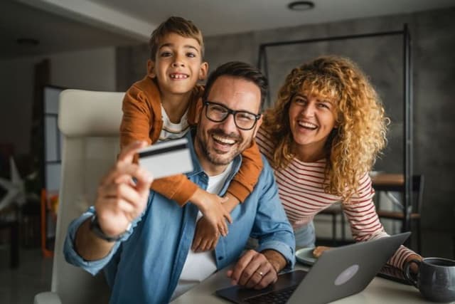 Family with a discount card